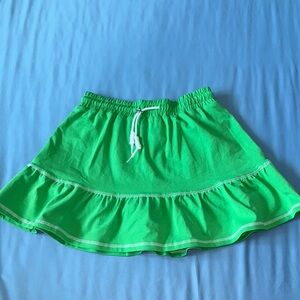 Green Tie Front Skater Mini Skirt
